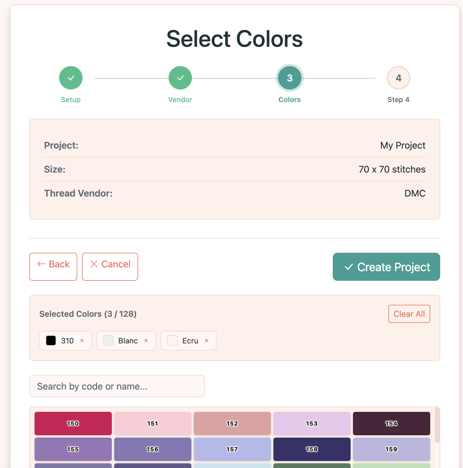 Color picker with catalog colors
