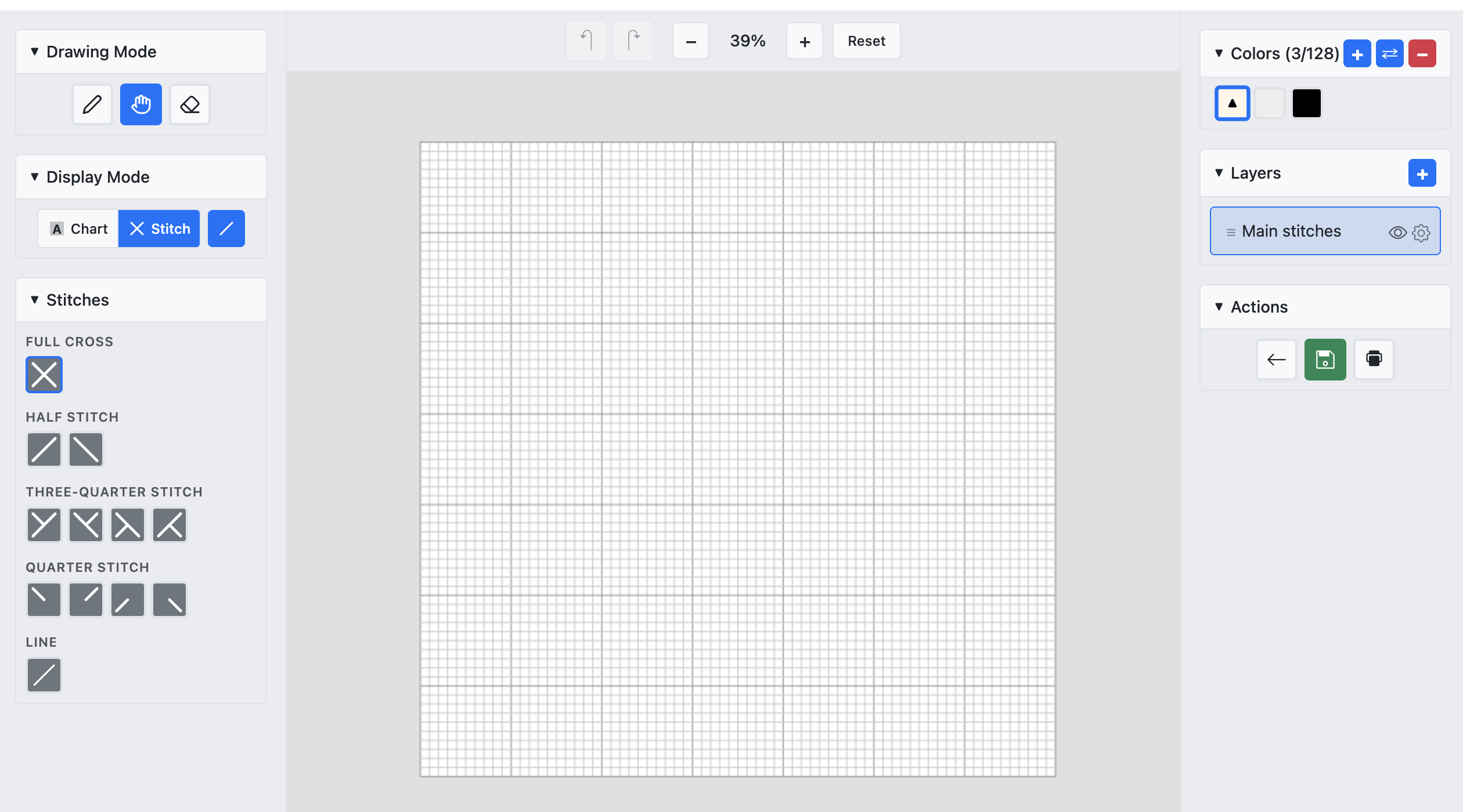 Editor overview with 3-column layout