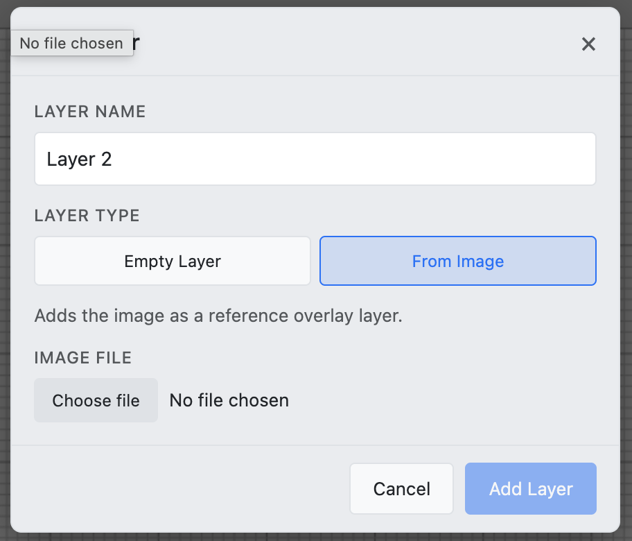 Add Layer dialog — From Image option